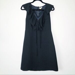 Anthropologie Leifsdottir small black dress ruffle V neck 4